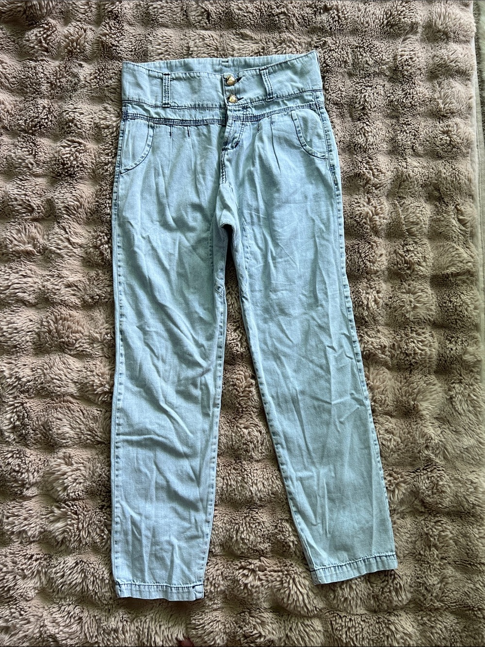Light Wash High-Waist Denim Pants